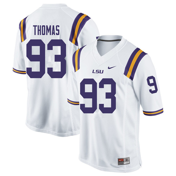 Men #93 Justin Thomas LSU Tigers College Football Jerseys Sale-White